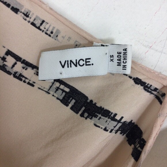 Vince Womens Silk Spaghetti Strap Abstract Stripe V-Neck Top Pink Black Size XS - Picture 2 of 5